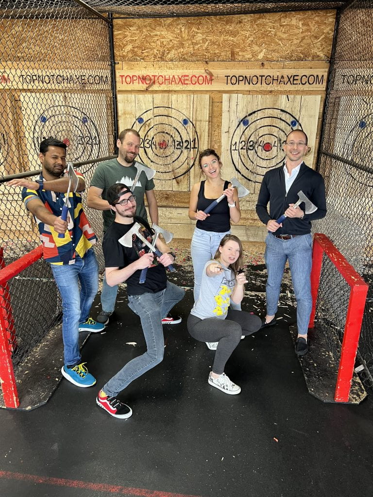 Lab outing at Top Notch Axe Throwing
